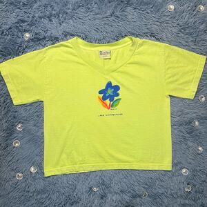 VINTAGE Lake Winnipesaukee Flower Green Blue T Shirt One Size Retro 90s